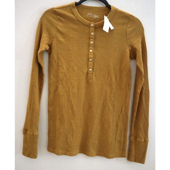 Aerie 078-5493-2859 Women's Sz XS Honey Waffle Rib Long Sleeve Henley T-Shirt - Picture 1 of 8